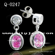 Fashion 925 Silver Colorful CZ Dangle Earrings (Q-0247)